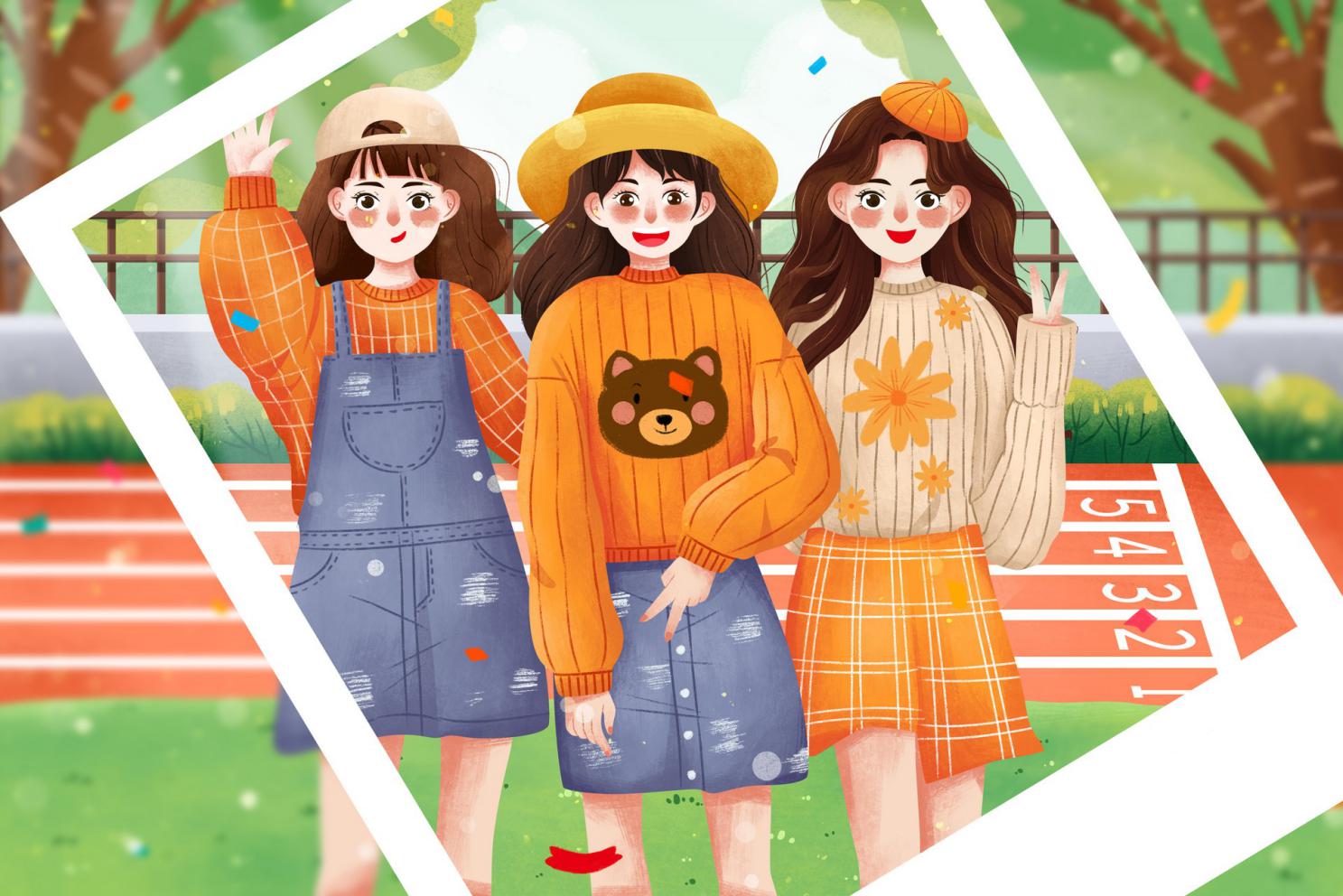 摄图网_401716670_banner_54青年节照片中青年女孩插画（非企业商用）